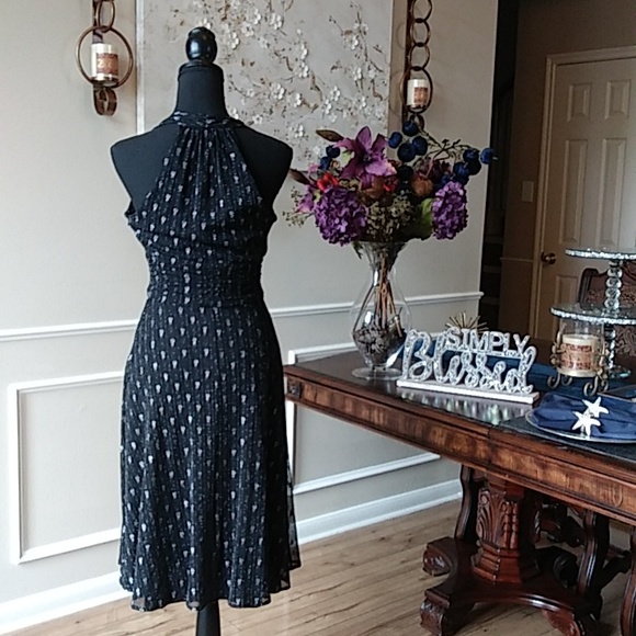 Evan Picone Black And Metallic Halter Cocktail Dress. Size 4 - Picture 11 of 17